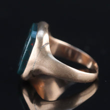 Load image into Gallery viewer, Antique 1894 bloodstone E signet in yellow gold