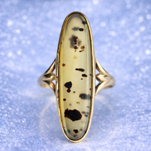 Load image into Gallery viewer, Estate vintage Oval dendritic agate ring in yellow gold