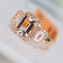 Load image into Gallery viewer, Morganite and diamond ring in 14k rose gold by Effy