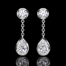 Load image into Gallery viewer, SPECIAL!  Lab grown pear shaped Diamond drop earrings in 14k white gold