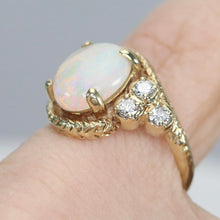 Load image into Gallery viewer, Estate Opal and diamond ring in yellow gold