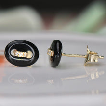 Load image into Gallery viewer, SPECIAL!  EFFY Onyx and diamond earrings in 14k yellow gold