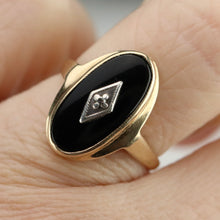 Load image into Gallery viewer, Classic estate vintage onyx and diamond ring in yellow gold