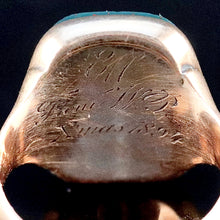 Load image into Gallery viewer, Antique 1894 bloodstone E signet in yellow gold