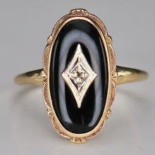 Load image into Gallery viewer, 30% OFF!  Classic estate vintage onyx and diamond ring in yellow gold