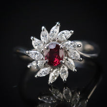 Load image into Gallery viewer, Estate ruby and diamond cluster ring in platinum from Manor Jewels