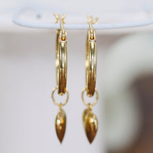 Load image into Gallery viewer, Removable heart drop hoop earrings in 14k yellow gold
