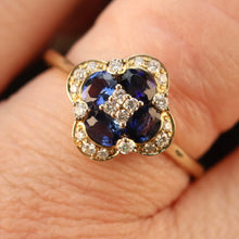 Load image into Gallery viewer, 50% OFF!  Sapphire and diamond cluster ring in 14k yellow gold *onyx deal*