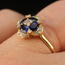 Load image into Gallery viewer, 50% OFF!  Sapphire and diamond cluster ring in 14k yellow gold *onyx deal*
