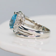 Load image into Gallery viewer, Estate Aquamarine and diamond ring in platinum *onyx deal*