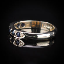 Load image into Gallery viewer, Vintage Blue sapphire band in yellow gold