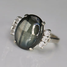 Load image into Gallery viewer, 40% OFF!  Estate vintage black star sapphire ring in white gold