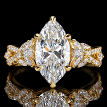 Load image into Gallery viewer, SPECIAL!  3.02ct marquise cut lab grown diamond ring in 14k yellow gold