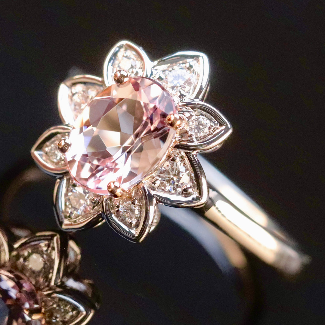 Morganite and diamond ring in 14k white gold from Manor Jewels