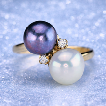 Load image into Gallery viewer, Estate Vintage pearl ring in 10k yellow gold