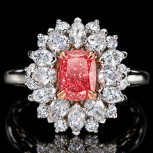 Load image into Gallery viewer, 40% OFF!  Pink and white lab grown diamond cluster ring in 14k white gold