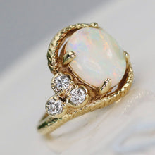 Load image into Gallery viewer, Estate Opal and diamond ring in yellow gold