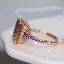 Load image into Gallery viewer, Morganite, pink sapphire, and diamond ring in 14k rose gold by Effy