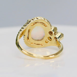 Estate Opal and diamond ring in yellow gold