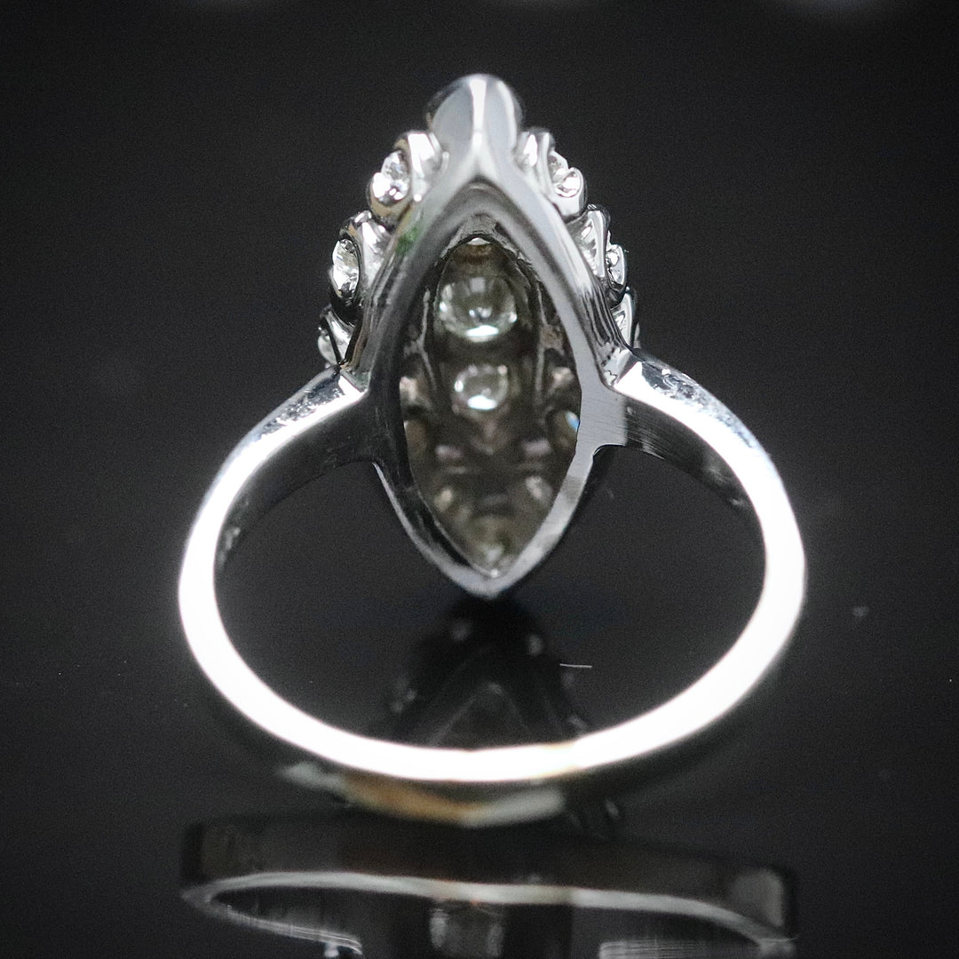 Vintage diamond navette ring in 14k white gold from Manor Jewels