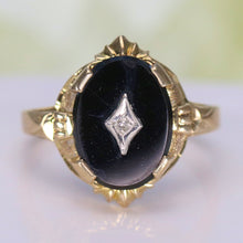 Load image into Gallery viewer, Vintage onyx and diamond ring in yellow gold