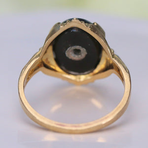 Vintage onyx and diamond ring in yellow gold