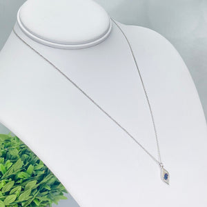 Blue sapphire and diamond evil eye necklace in 14k white gold by Effy