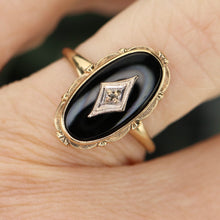 Load image into Gallery viewer, 30% OFF!  Classic estate vintage onyx and diamond ring in yellow gold