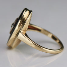 Load image into Gallery viewer, Classic estate vintage onyx and diamond ring in yellow gold