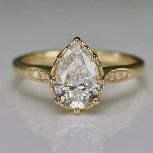 Load image into Gallery viewer, MANOR ROYAL: The Athena - 1.81ct D/VS1 Pear shaped lab grown diamond solitaire ring in 14k yellow gold