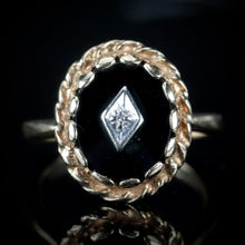Load image into Gallery viewer, Vintage onyx and diamond ring in yellow gold from Manor Jewels