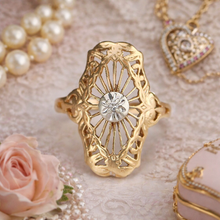 Load image into Gallery viewer, 33% OFF! Vintage diamond plaque ring in 14k yellow gold