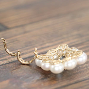 14k Yellow gold pearl and blue topaz enhancer pendant