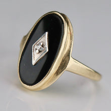 Load image into Gallery viewer, Classic estate vintage onyx and diamond ring in yellow gold