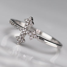 Load image into Gallery viewer, Sterling silver CZ cross ring