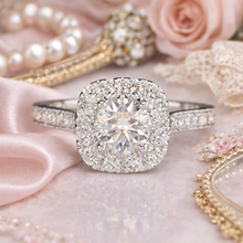 Load image into Gallery viewer, CLEARANCE FIRE SALE!  The Katie - Lab grown diamond halo ring in 14k white gold