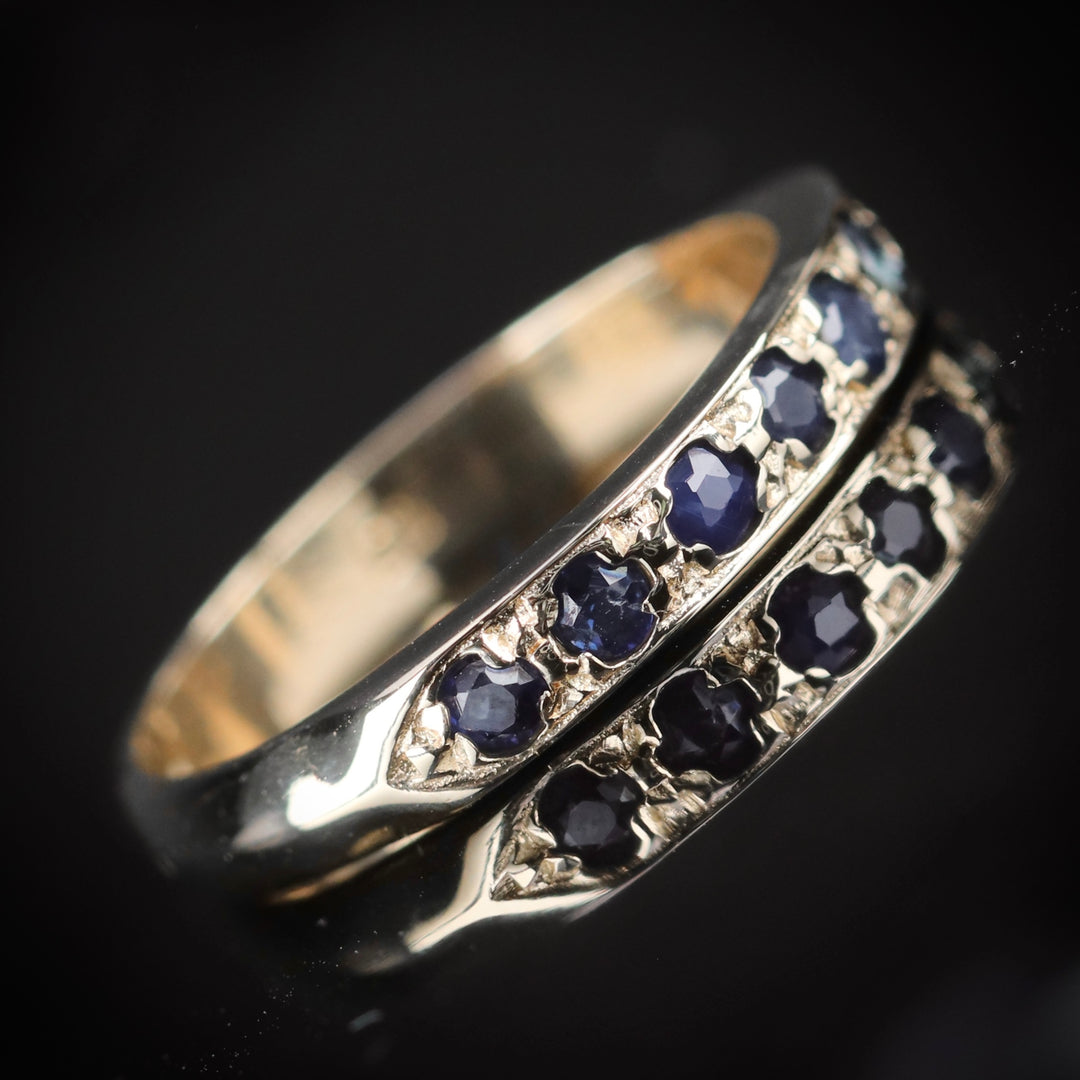 Vintage Blue sapphire band in yellow gold