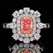 Load image into Gallery viewer, 40% OFF!  Pink and white lab grown diamond cluster ring in 14k white gold