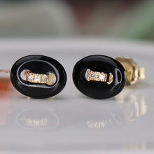 Load image into Gallery viewer, SPECIAL!  EFFY Onyx and diamond earrings in 14k yellow gold