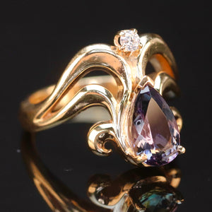 Estate tanzanite and diamond ring in 14k yellow gold from Manor Jewels