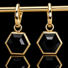 Load image into Gallery viewer, SPECIAL!  Onyx drops in yellow gold