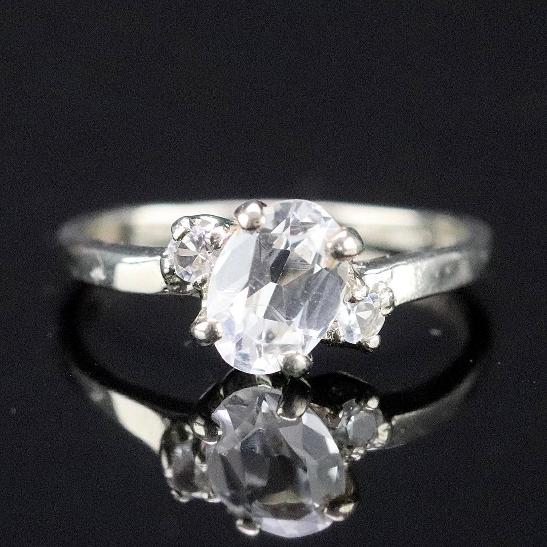 SPECIAL!!  White synthetic spinel ring in white gold