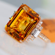 Load image into Gallery viewer, Emerald cut Citrine and diamond ring in 14k rose gold by Effy