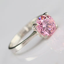 Load image into Gallery viewer, Sterling silver pink CZ ring