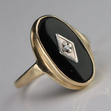 Load image into Gallery viewer, Classic estate vintage onyx and diamond ring in yellow gold