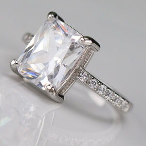 Sterling silver large scissor cut CZ ring