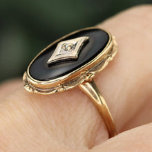 Load image into Gallery viewer, 30% OFF!  Classic estate vintage onyx and diamond ring in yellow gold