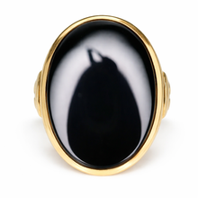 Load image into Gallery viewer, Estate HEAVY oval onyx vintage ring in yellow gold