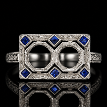 Load image into Gallery viewer, SPECIAL: Antique lab grown sapphire ring mounting in 18k white gold for restoration