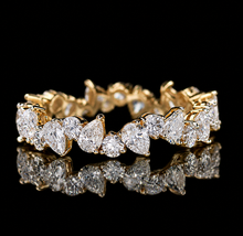 Load image into Gallery viewer, Lab grown diamond 2ctw pear and round cut eternity band ring in 14k yellow gold